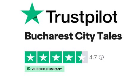 Trustpilot review for Bucharest City Tales: 4.7 stars, verified company badge displayed.